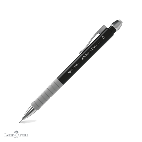 Creioane si ascutitori - Creion mecanic Faber-Castell Apollo 0.7mm negru cu grip ergonomic triunghiular