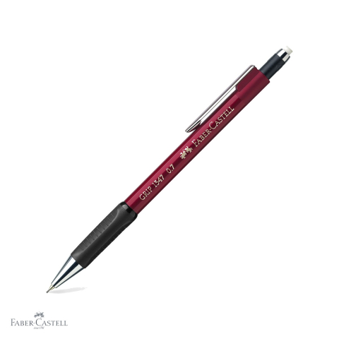 Creioane si ascutitori - Creion mecanic Faber-Castell Grip 1347 rosu cu mina 0.7mm, zona grip cauciucata anti-alunecare