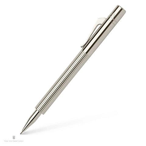 Birotica papetarie - Creion mecanic rotativ de buzunar Graf von Faber-Castell Pocket, mina 0.7 mm B, placat cu platina