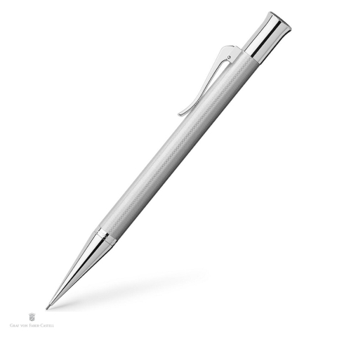 Birotica papetarie - Creion mecanic rotativ Graf von Faber-Castell Guilloche Rhodium, mina 0.7 mm B, corp din metal placat cu rodiu