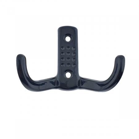 Cuiere si agatatori de perete - Cuier din metal pentru mobila sau perete, cu 2 agatatori de 2 cm, MOB-65285, 2 orificii de montare, dimensiuni 85 x 57 x 30 mm, negru