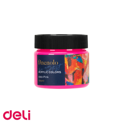 Culori acrilice - Culoare acrilica Deli, 100 ml, roz intens, acoperire foarte buna, pentru desen si hobby