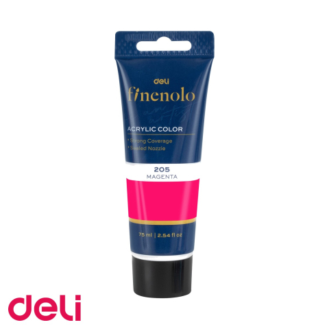 Culori acrilice - Culoare acrilica in tub Deli, 75 ml, roz intens, acoperire foarte buna, pentru pictura si hobby