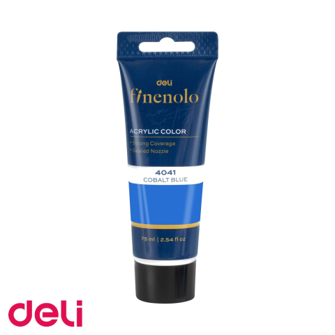 Culori acrilice - Culoare acrilica in tub Deli, albastru cobalt, 75 ml, acoperire intensa, pentru pictura si hobby