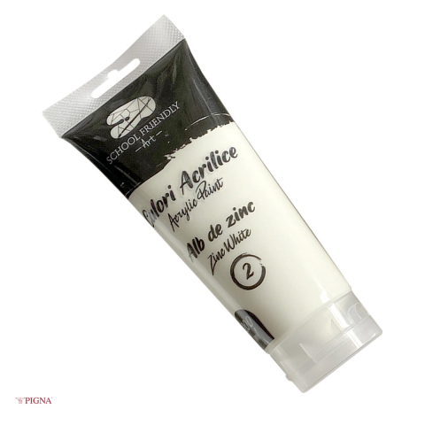 Acuarele, pensule si blocuri de desen - Culoare acrilica Pigna Premium SF Art, 200 ml zinc, alb