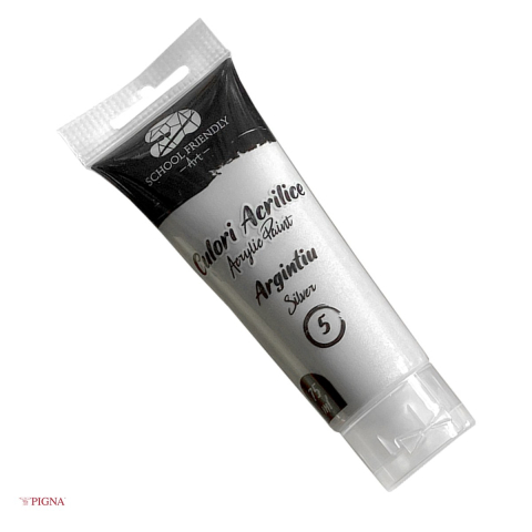 Acuarele, pensule si blocuri de desen - Culoare acrilica Pigna Premium SF Art, 75 ml, argintiu