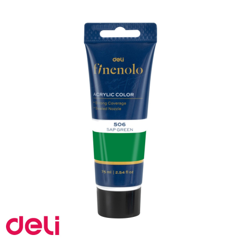 Culori acrilice - Culori acrilice Deli verde, tub plastic 75ml, acoperire intensa pentru pictura si hobby