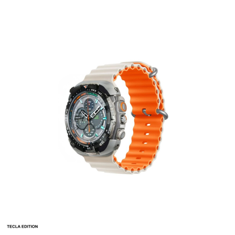 Curele smartwatch - Curea smartwatch pentru Apple Watch 38/40/41/42 mm, silicon, alb sidefat cu portocaliu, Deluxe Sport6