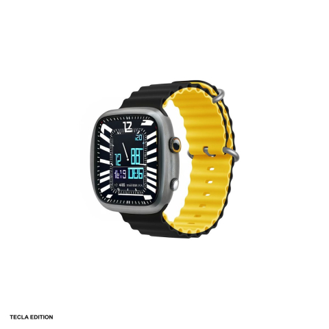 Curele smartwatch - Curea smartwatch pentru Apple Watch 38/40/41/42 mm, silicon, negru cu galben, Deluxe Sport6