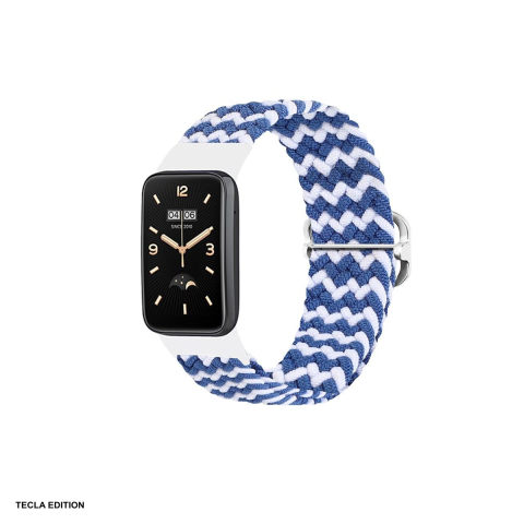 Curele smartwatch - Curea smartwatch pentru Xiaomi Mi Band 7 Pro, impletita, albastru cu alb