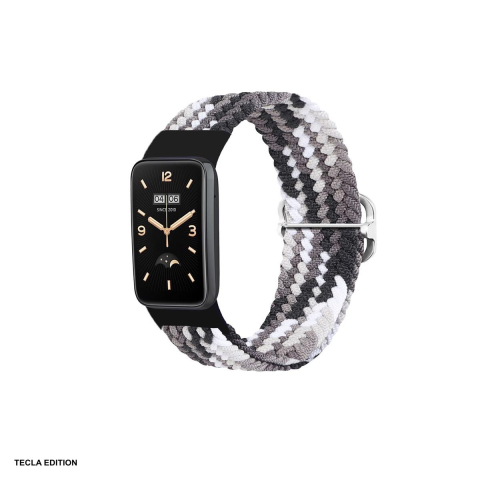 Curele smartwatch - Curea smartwatch pentru Xiaomi Mi Band 7 Pro, impletita, negru cu alb