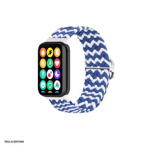 Curele smartwatch - Curea smartwatch pentru Xiaomi Mi Band 8 Pro, impletita, albastru cu alb