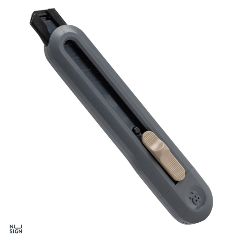 Unelte de mana - Cutter mare Deli Nusign cu sina, lama neagra 18 mm, 8 segmente, 171x31x122 mm, gri