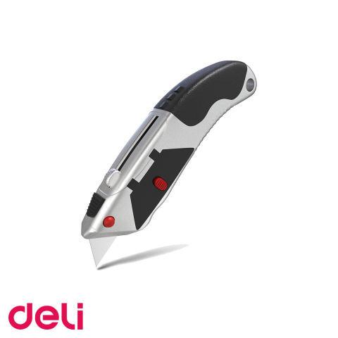 Unelte de mana - Cutter utilitar profesional Deli, corp aluminiu cu grip, lama 19 mm SK5, pentru taieri precise