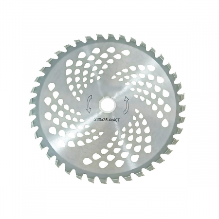 Accesorii taiere - Disc circular vidia pentru motocositoare, 230mm, grosime 2 mm, 40 dinti, gauri ventilatie