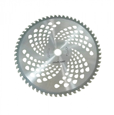 Accesorii taiere - Disc circular vidia pentru motocositoare, 255mm, grosime 2 mm, 60 dinti, cu gauri de ventilatie