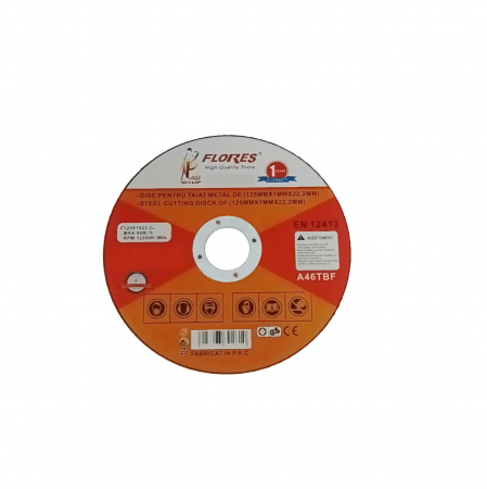 Accesorii taiere - Disc de taiere metal, pentru polizor unghiular, 12200 rpm, diametru 125 mm, 1 mm grosime, alezaj de 22.2 mm, max. 80m/s