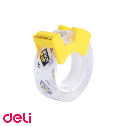 Benzi adezive pentru birou si ambalare - Dispenser cu banda adeziva invizibila Deli, 12mm x 18.3m, pentru birou si acasa