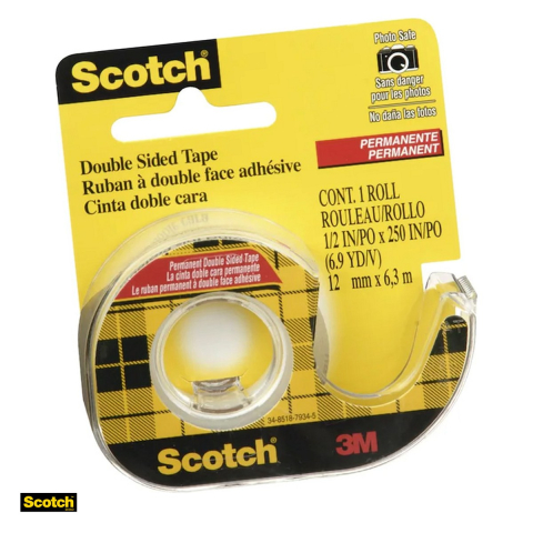 Dispensere - Dispenser cu banda dublu adeziva Scotch, 12 mm x 6.3 m, transparenta