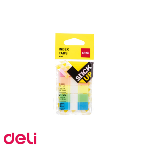 Birotica papetarie - Dispenser index adeziv Deli, plastic, 5 culori, 12x44mm, 20 file per culoare, pentru organizare rapida
