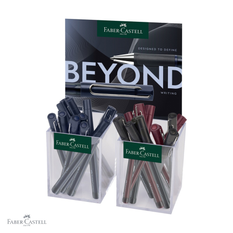 Pixuri cu gel - Display 24 pixuri cu gel 1.0mm Faber-Castell Beyond, cerneala rezistenta la documente, pentru birou si scoala