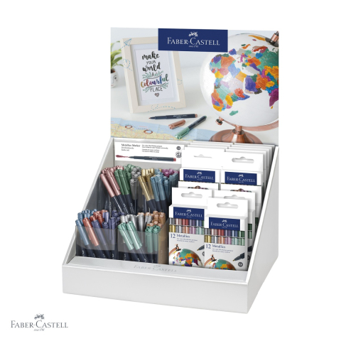 Markere - Display 240 bucati markere metalice Faber-Castell, markere permanente cu efect metalic, pentru decorare si scris creativ