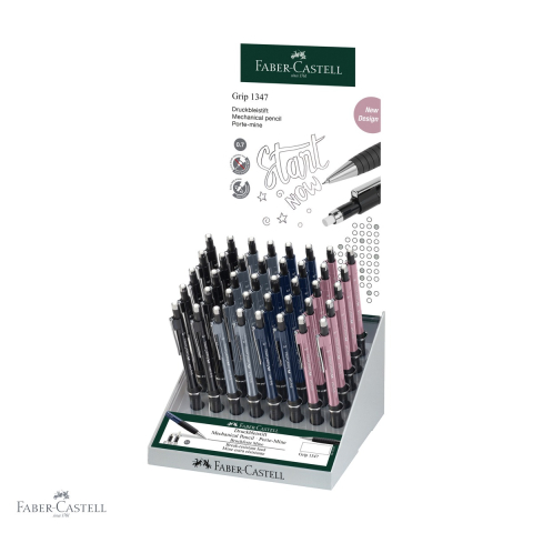 Creioane si ascutitori - Display 40 creioane mecanice Faber-Castell Grip 1347 Urban 0.7 mm, zone grip cauciucate, pentru birou si scoala