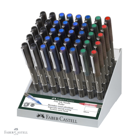Rollere - Display 40 rollere Faber-Castell Free Ink needle 0.5mm, scriere fluida, pentru birou si scoala