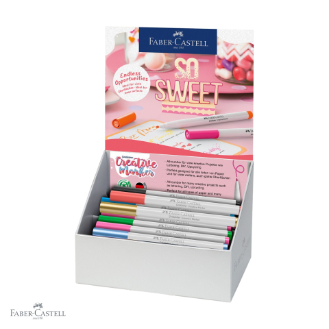 Markere - Display 50 markere creative Faber-Castell Goldfaber, varf rotund 1.5mm, cerneala pe baza de apa