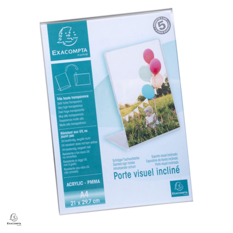 Sisteme de afisare, prezentare si plannere - Display de prezentare Exacompta A4 tip L, format portret, din plastic, 1 compartiment, pentru birou, 210x83x305 mm, transparent