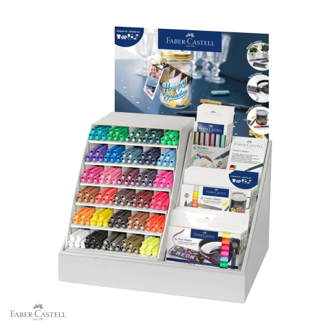 Markere - Display markere creative Faber-Castell 2024, varf 1.5 mm, 165 bucati, 30 culori + neon/metalice/vara, multisuprafata
