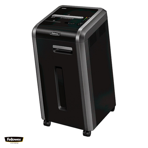 Distrugatoare documente si accesorii - Distrugator de documente Fellowes 225Ci, taiere cross-cut P-4 in particule de 4x38 mm, 24 coli, cos de 60 l, functionare continua, pentru peste 5 utilizatori, 785x454x435 mm
