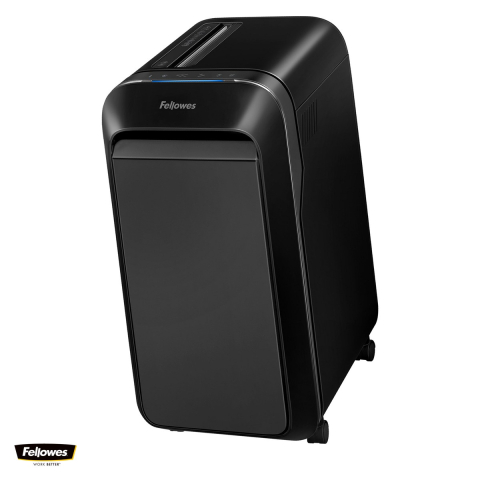 Birotica papetarie - Distrugator de documente Fellowes Powershred LX221, taiere micro-cut P-5 in particule de 2x12 mm, 20 coli, cos de 30 l, Jam Proof, pentru 3-5 utilizatori, 590x419x299 mm, negru