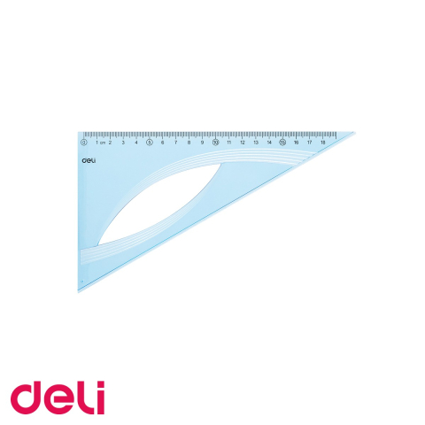 Instrumente de geometrie - Echer plastic transparent Deli, 60 grade, 18 cm, albastru, pentru scoala si desen tehnic