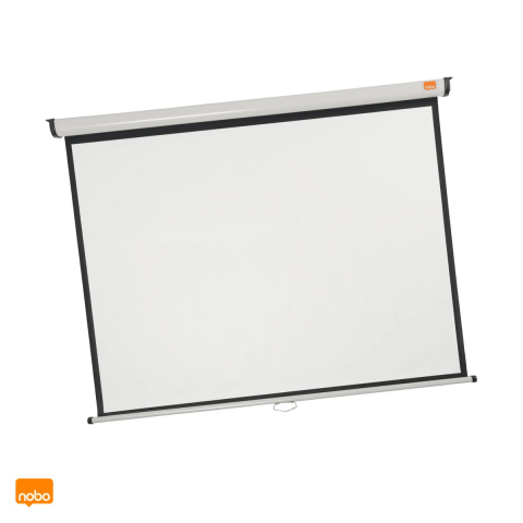 Ecrane proiectie - Ecran de proiectie manual Nobo de perete, suprafata alba mata, unghi de vizualizare 160 de grade, 160x114 cm