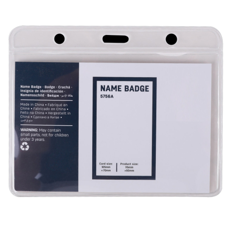 Identificare si Badge-uri - Ecuson Orizontal 105x70mm pentru Carduri Mari, cu Sistem Versatil de 3 Gauri pentru Prindere - Suport Flexibil Badge, Model 5756A