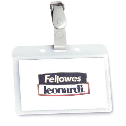 Identificare si Badge-uri - Ecuson Orizontal Transparent PVC Crystal cu Clip Plastic pentru Badge-uri, 99x73mm, Model Fellowes 453TR
