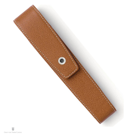 Instrumente de scris - Etui Graf von Faber-Castell pentru 1 instrument de scris, din piele granulata, inchidere magnetica, 174x33x22 mm, maro