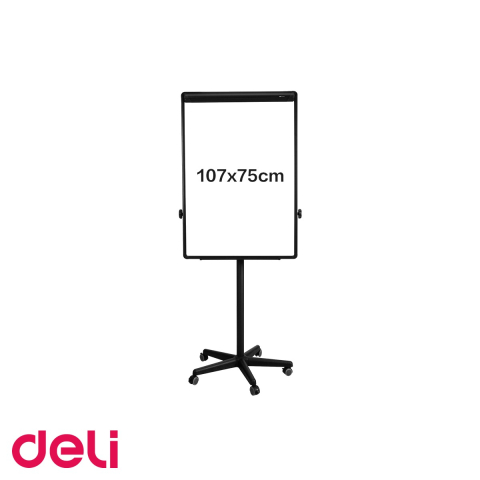Birotica papetarie - Flipchart magnetic mobil Deli, suprafata melamina lavabila, unghi ajustabil, pentru prezentari profesionale