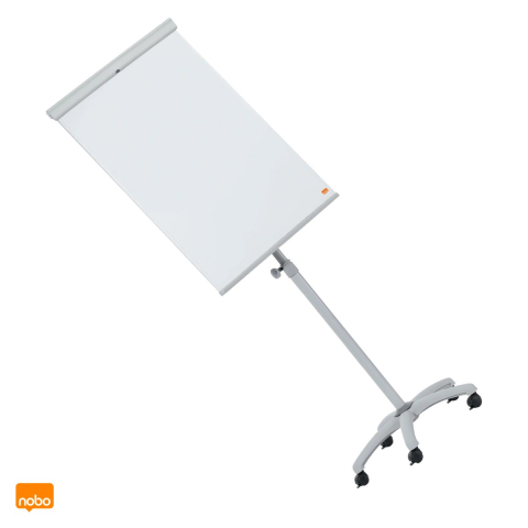 Birotica papetarie - Flipchart magnetic mobil Nobo Essentials, cu roti blocabile, inaltime reglabila, tavita pentru marker, 68x100 cm