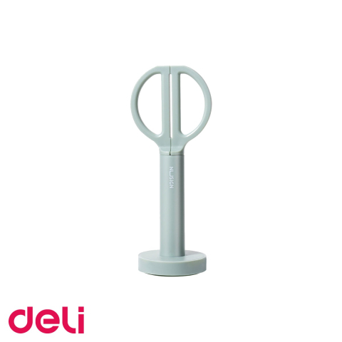 Foarfece de birou si scoala - Foarfeca de birou cu suport Deli Nusign, lame inox, manere ergonomice, 18 cm, verde