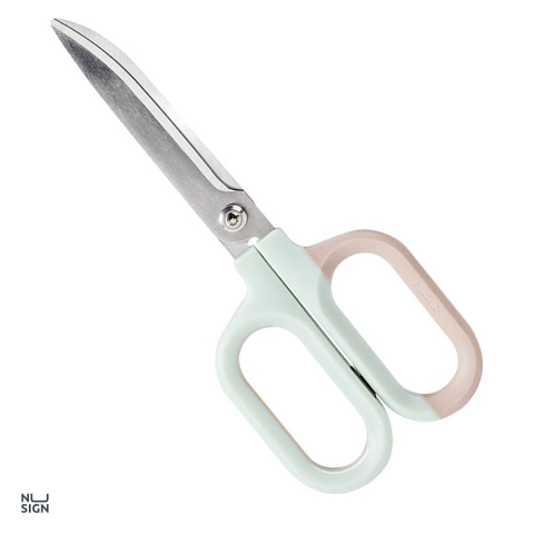 Unelte de mana - Foarfeca de birou Deli Nusign bicolora, 18 cm, lame curbate din otel inoxidabil, vernil-crem