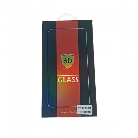 Huse si protectii pentru Samsung Galaxy S22 - Folie sticla securizata 6D compatibila cu Samsung Galaxy S22 / S23, HD, grosime 0.40 mm si duritate 9H, cu accesorii, rama neagra