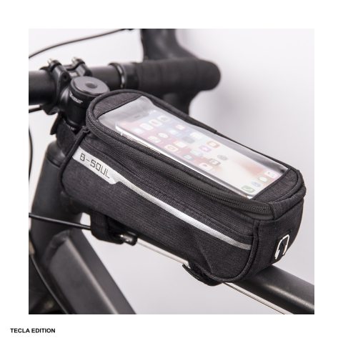 Ciclism - Geanta de cadru pentru bicicleta cu suport telefon, impermeabila, folie tactila, TFO, neagra