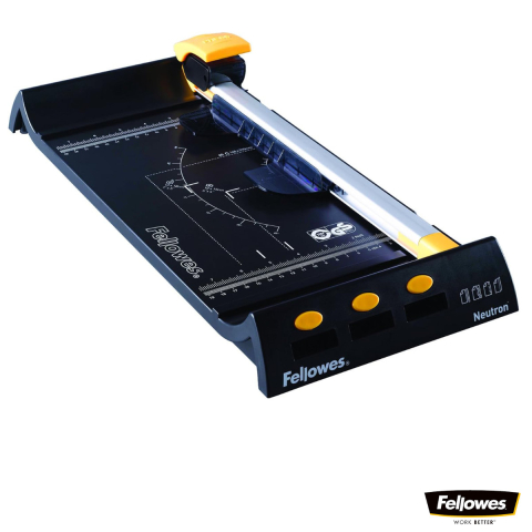 Ghilotine pentru hârtie - Ghilotina cu disc rotativ, Fellowes Neutron A4, pentru acasa si birou, taiere A4, capacitate 10 coli, sistem SafeCut