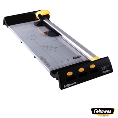 Ghilotine pentru hârtie - Ghilotina cu disc rotativ, Fellowes Proton A3, pentru acasa si birou, taiere A3, capacitate 10 coli, sistem SafeCut, pat aluminiu