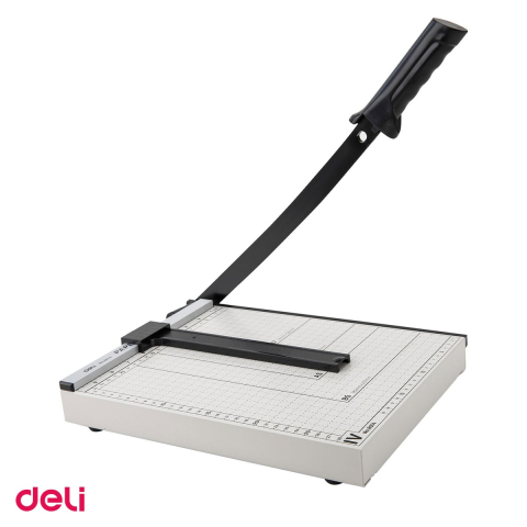 Birotica papetarie - Ghilotina cu parghie Deli A4, taie 12 coli de 80 g/mp, lama din otel, baza metalica, clip de blocare a lamei, rigla gradata, 485x275x75 mm
