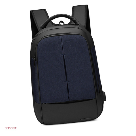 Bagaje si Accesorii - Ghiozdan Pigna Black Laptop USB, din poliester, pentru gimnaziu sau liceu, negru, 45x30x10 cm