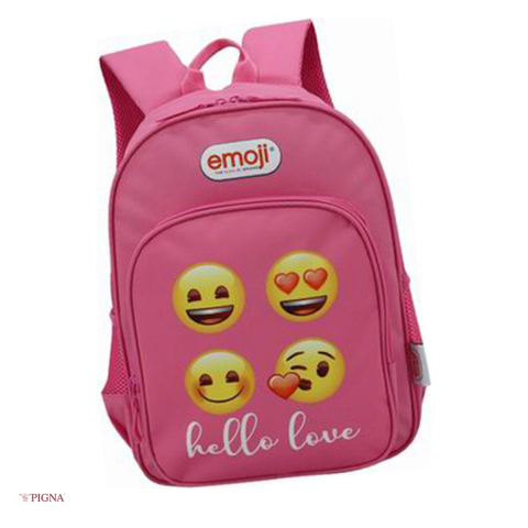 Bagaje si Accesorii - Ghiozdan Pigna Classic Emoji, din poliester, pentru prescolari, 2 fermoare, roz, 38x27x12 cm
