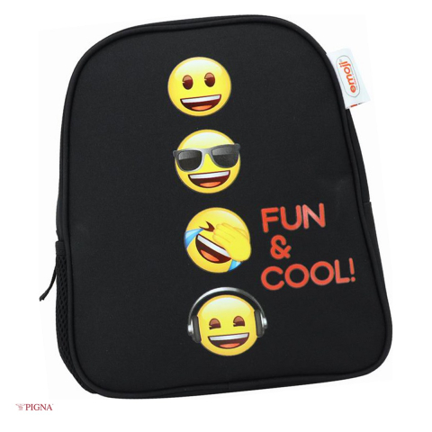 Bagaje si Accesorii - Ghiozdan Pigna Classic Emoji, din poliester, pentru prescolari, negru, 28x24 mm
